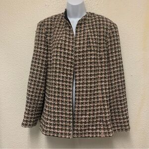 Studio 1 Vintage Women's Sz 16 Blazer Black/Pink Y2K Textured Lined Open Front